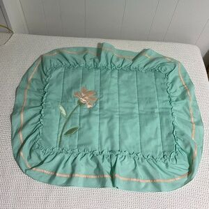 Lady Sandra sham ruffled cottagecore mint turquoise shabby chic pillow cover